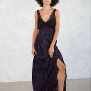 NWT LoveStitch‎ dress fits XS says S maxi dress party lace black print paisley